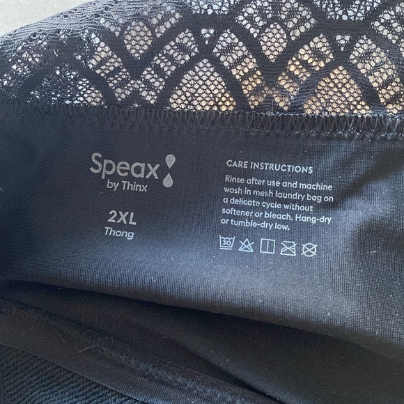 NWT Speax By Thinx Black Thong Absorbent Underwear Womens 2X Leaks & Periods - Picture 6 of 15